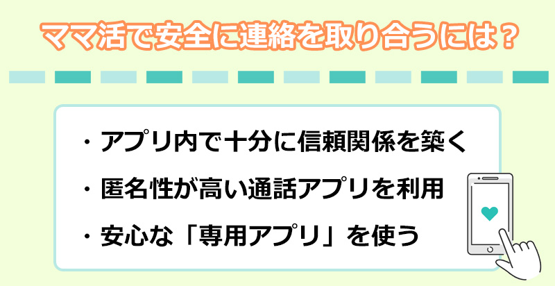 ママ活で安全に連絡を取り合うには?のオリジナル図解